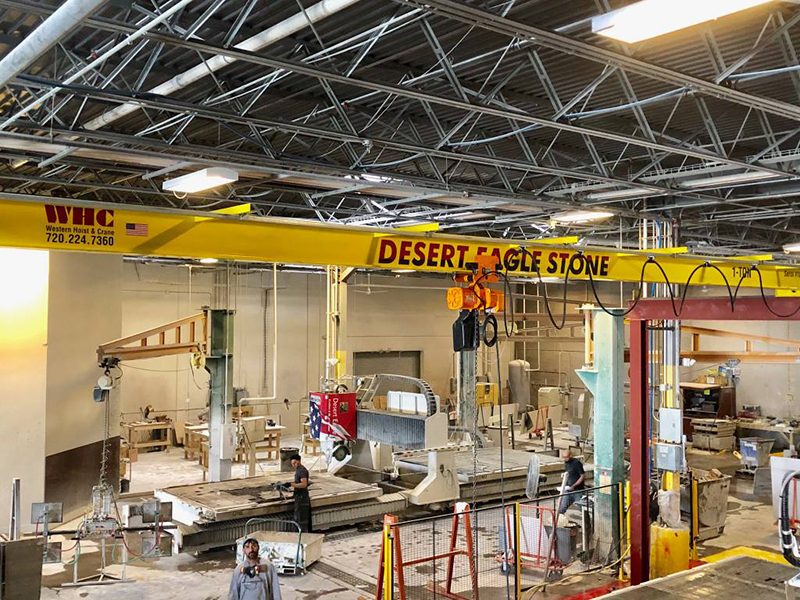 Western Hoist and Crane WHC installing an indoor overhead crane and hoist